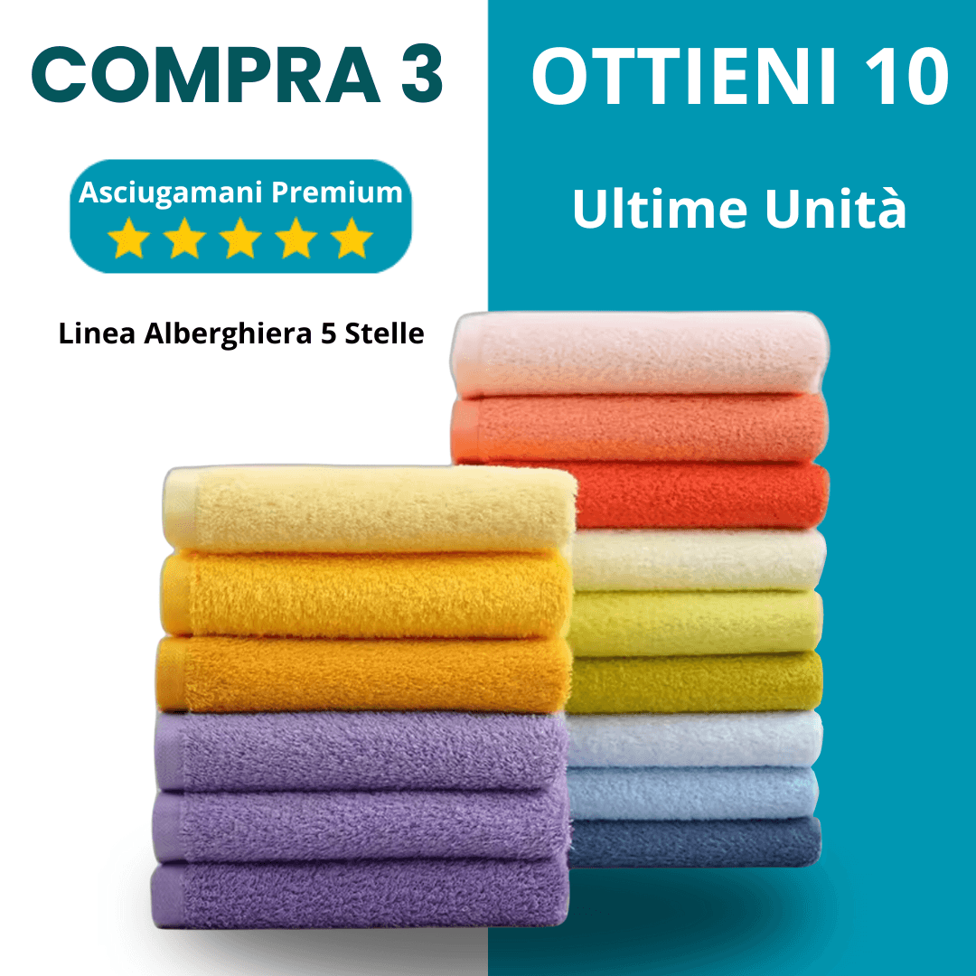 MEGA KIT con 10 Asciugamani di Alta Qualità (LIQUIDAZIONE – ULTIMO GIORNO)